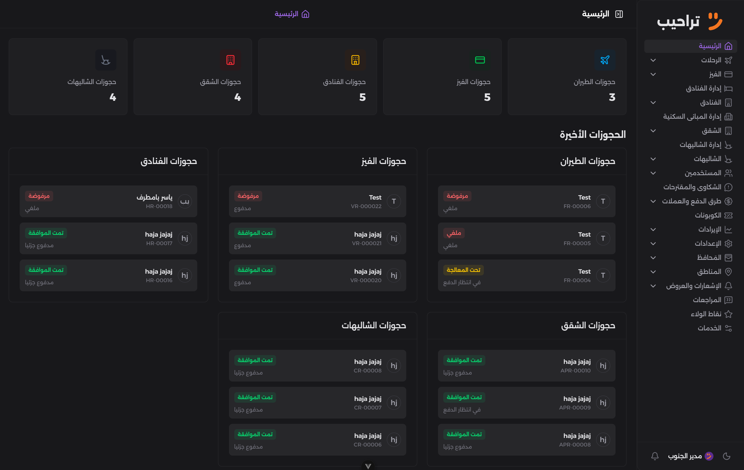 Taraheeb Admin Panel